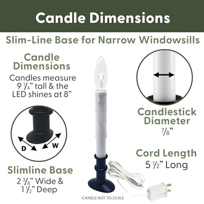 612 Vermont Electric LED Window Candles with Timer - Brushed Nickel