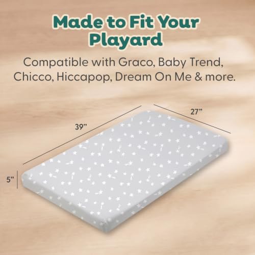 Organic Cotton Pack & Play Sheets - 2 Pack Grey Jersey Mini Crib Sheets for Baby