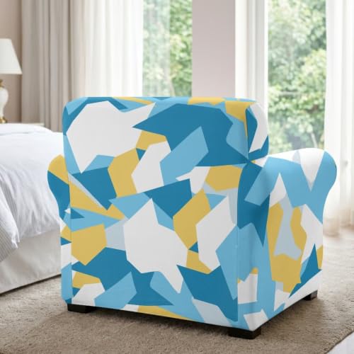 Geometric Print Armchair Slipcover 2 Pcs Set with Cushion Cover - Furniture Protector