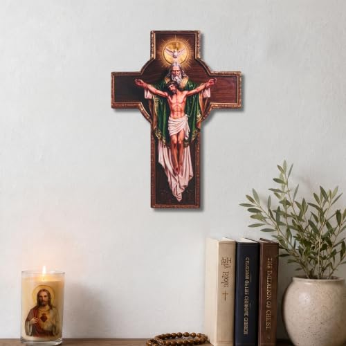 Green Holy Spirit Jesus Cross Wall Art - Wooden Religious Decor, Minimalist 2D Spiritual Gift