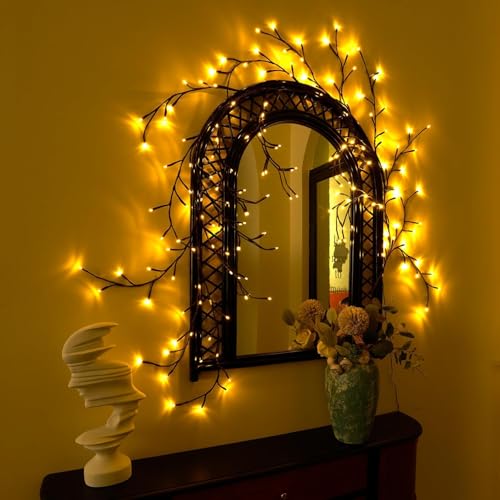 Brown Enchanted Willow Vine Lights with 144 LEDs - 18 Branches Indoor Wall Decor