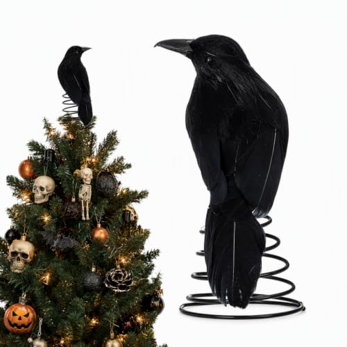 Halloween Crow Tree Topper - Mini Gothic Decor for Holiday & Halloween