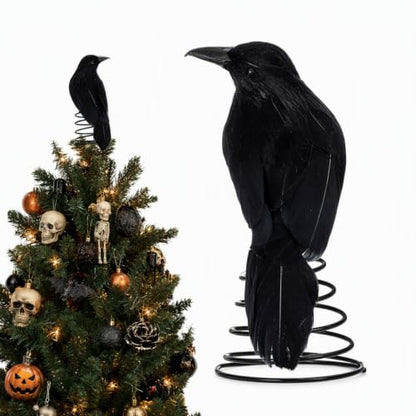 Halloween Crow Tree Topper - Mini Gothic Decor for Holiday & Halloween