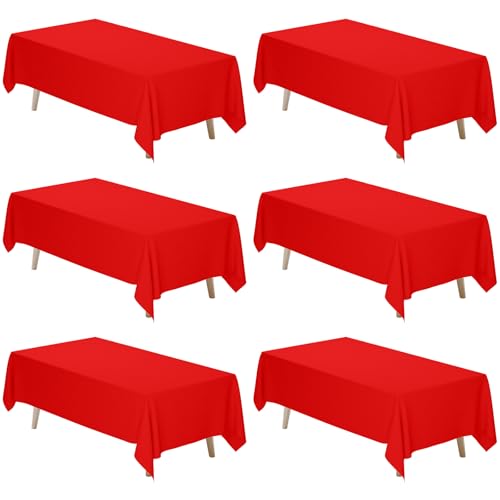 Red Rectangular Tablecloth 70 x 120 Inches - 6 Pack Polyester Cover