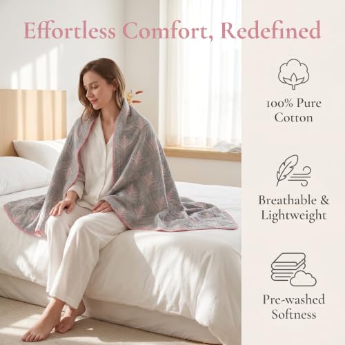All-Season 4-Layer Cotton Muslin Quilt Blanket - Breathable & Soft
