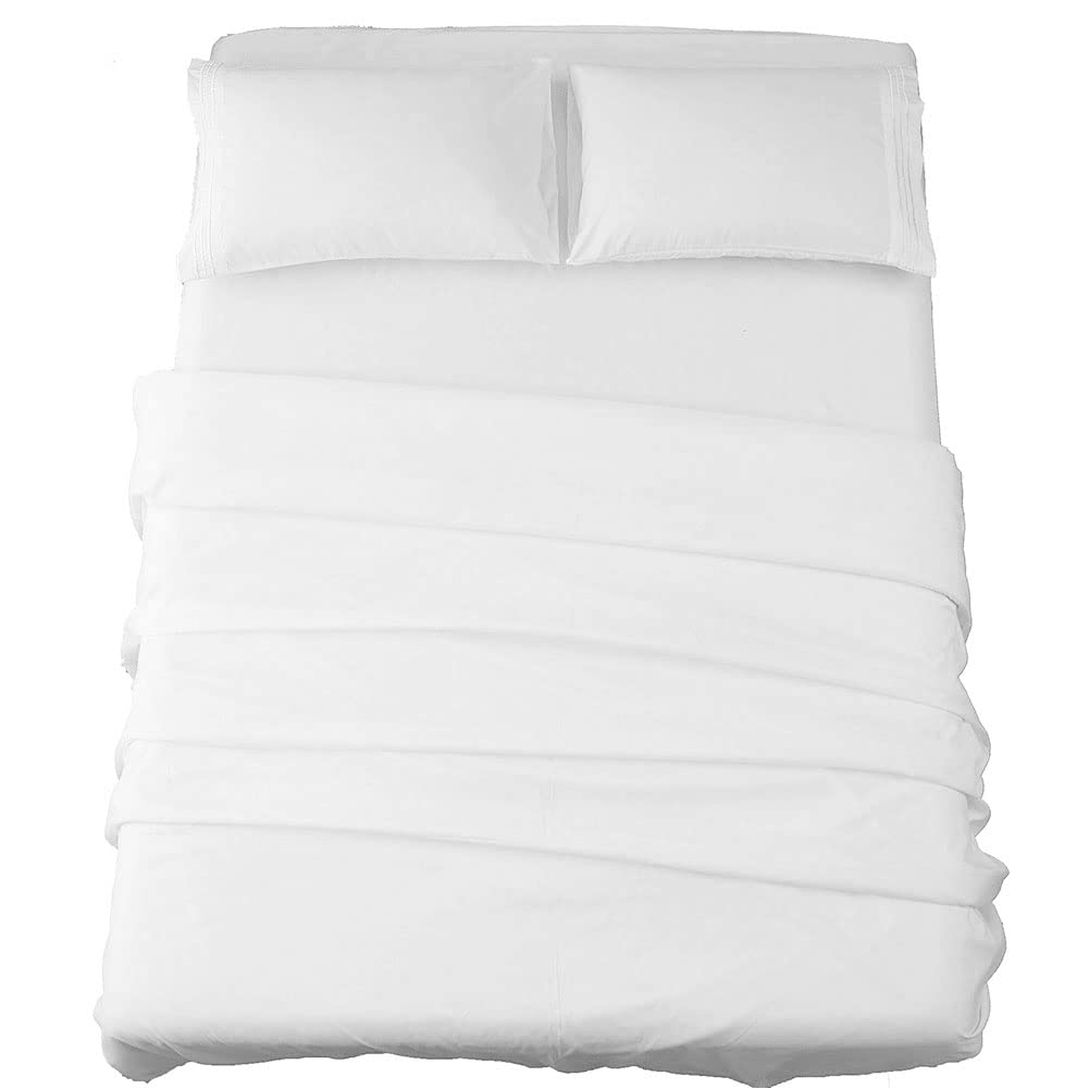 SONORO KATE Bed Sheet Set Super Soft Microfiber 1800 Thread Count Luxury Egyptian Sheets 16-Inch Deep Pocket Wrinkle and Hypoallergenic-4 Piece(Queen White)