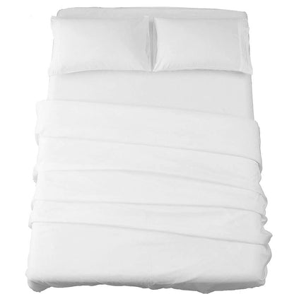 SONORO KATE Bed Sheet Set Super Soft Microfiber 1800 Thread Count Luxury Egyptian Sheets 16-Inch Deep Pocket Wrinkle and Hypoallergenic-4 Piece(Queen White)