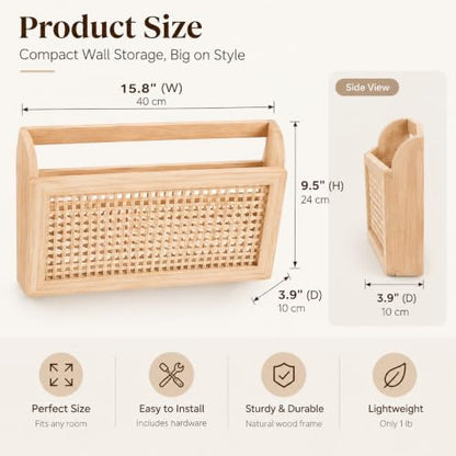 Wooden Wall-Mounted Magazine Rack - Rustic Modern Organizer for Books