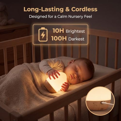Rechargeable Baby Night Light with Touch Control & 13 Color Modes - Safe Nursery Egg Light