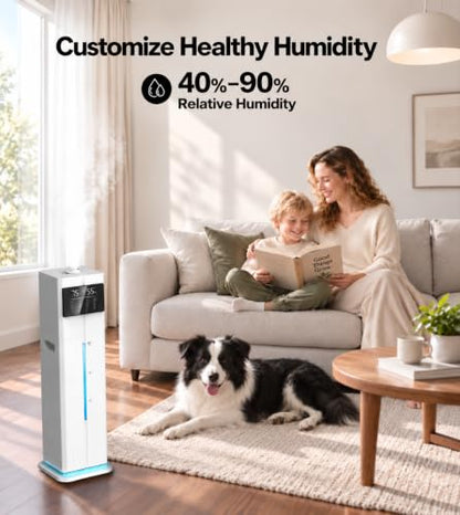 9L Bedroom Humidifier with 60H Runtime and Top Fill - Pure White