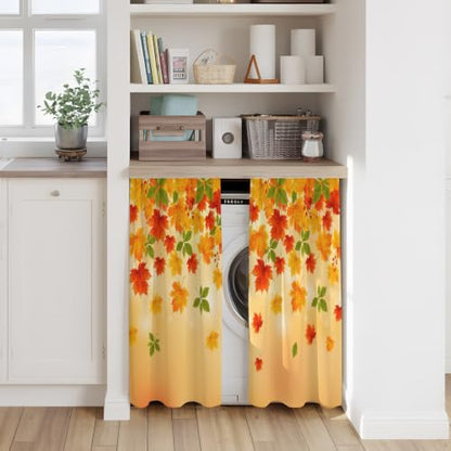 Yellow & Orange Fall Leaves Kitchen Tier Curtains 27.5 x 45 Inches - Pack of 2