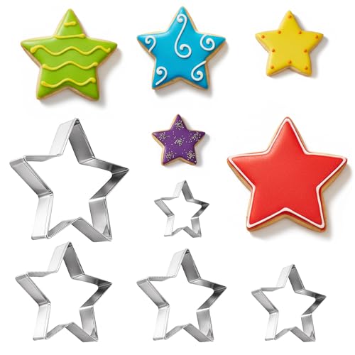 5-Piece Stainless Steel Star Cookie Cutter Set - Baking & Craft Shapes