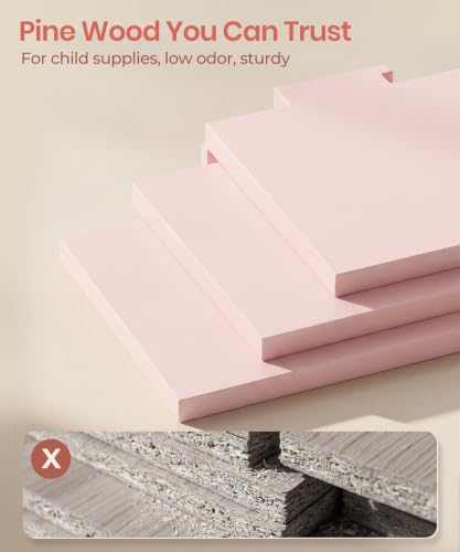 Pink Nursery Wall Book Shelf with Rounded Edges - Scalloped Design