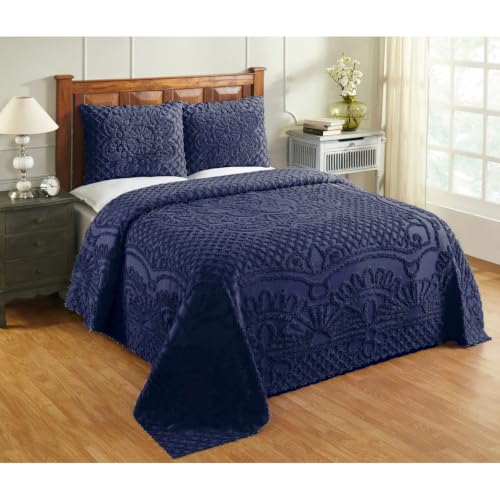 Glam 3 Piece 100% Cotton Tufted Medallion Chenille Bedspread - King Size