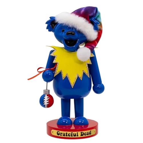 Decorative Wooden Nutcracker - Grateful Dead Bear Holiday Ornament - 10 Inch