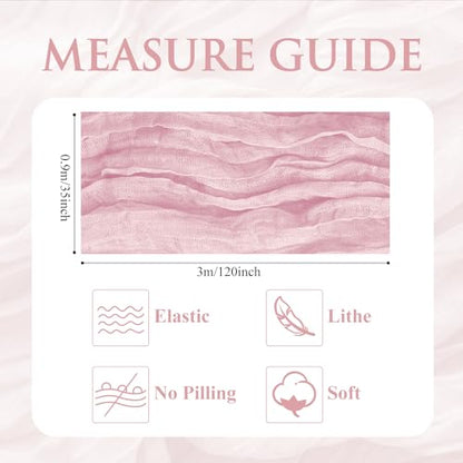 Xiomot 1 Pack Blushing Pink Cheesecloth Table Runner 10FT Boho Rustic Decor