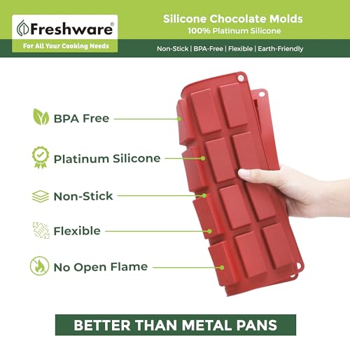 Freshware Silicone Financier Molds - [2PK] 24 Cavity Mini Chocolate Molds, Nonstick Silicone Bakeware for Chocolate, Candy or Wax