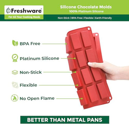 Freshware Silicone Financier Molds - [2PK] 24 Cavity Mini Chocolate Molds, Nonstick Silicone Bakeware for Chocolate, Candy or Wax