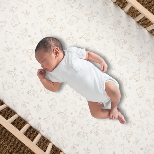Organic Cotton Bunny Fitted Crib Sheet - Natural Bunny Variation