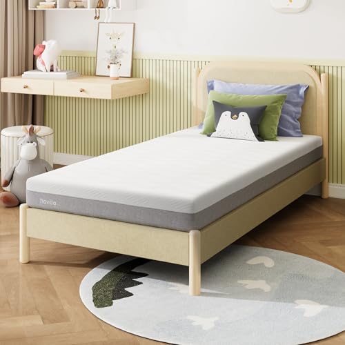 Novilla Bliss Green Tea Memory Foam Twin Mattress, Twin Mattress 10 Inch for Kids for Refreshing Sleep with Cool-Touch Nylon Cover, Zone Support & Pain Relief with CertiPUR-US Certified Foams