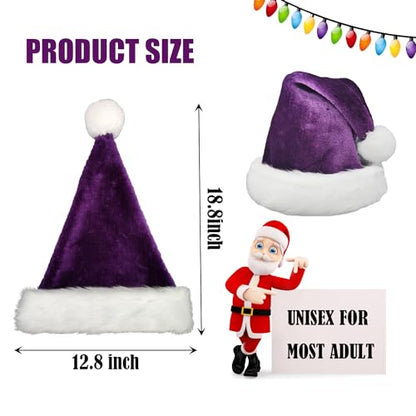 Purple Santa Hat Adults Christmas Headwear Plush Fluffy Holiday Party Accessory