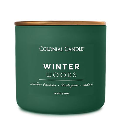 Winter Woods Scented Candle - 14.5 oz Green Jar, 3 Wicks, Holiday Fragrance - Variation of THIS listing