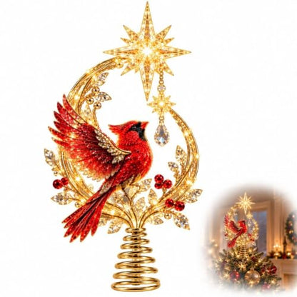 Christmas Tree Topper with Cardinal Design and Lighted Glow - 1pc