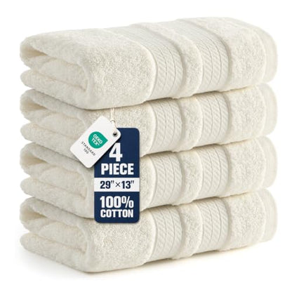 Ecolook 4 Pack Cream Hand Towels - 500 GSM Cotton, Bathroom & Kitchen