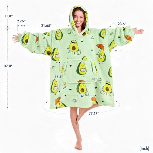 Narecte Avocado Oversized Hoodie Blanket for Adults - Wearable Cozy Throw