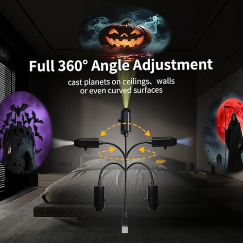Halloween LED Mini Ambient Projector Light - Black, 6 Patterns Ceiling Decor