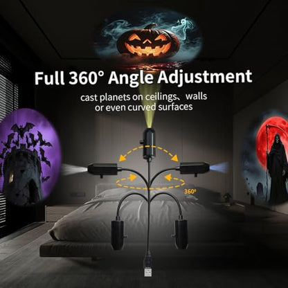 Halloween LED Mini Ambient Projector Light - Black, 6 Patterns Ceiling Decor