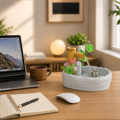 Mini Zen Garden Water Fountain for Desk Indoor Waterfall Decor