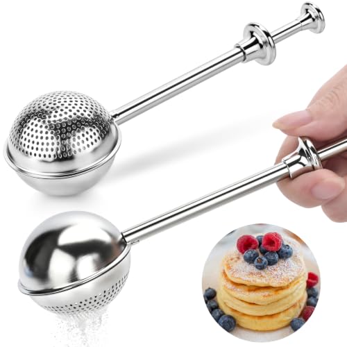 2PCS Stainless Steel Flour Duster for Baking, Even Dusting & Refillable