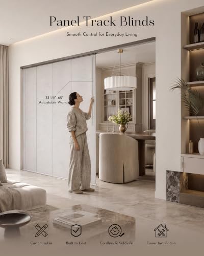 Graywind Custom White Textured Sliding Door Blinds - 153 Inch Blackout Panel