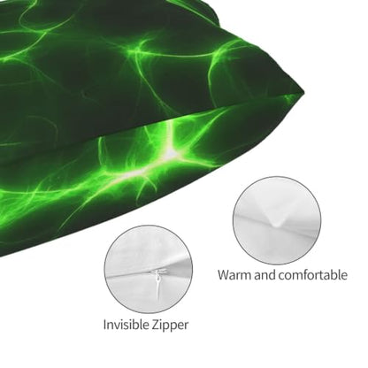 Green Lightning Print Pillow Protectors 14x20 Inches - Soft Polyester Cover