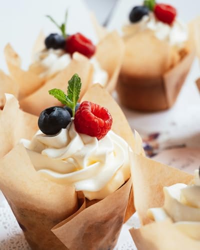 Jumbo Natural Tulip Cupcake Liners - 100pcs for Baking, Super Large