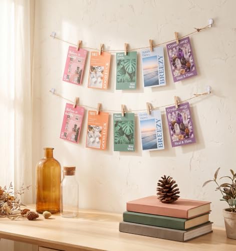 Photo Hanging String with Clips - 32.8ft Natural Jute Wall Display Kit