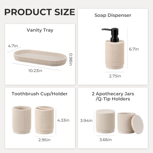 6-Piece Bathroom Accessories Set Resin Vanity Countertop Organizer