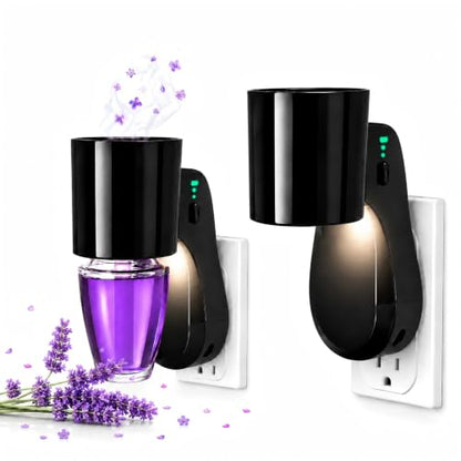 Black Wall Fragrance Plug with Night Light - 3 Intensity & Brightness Levels, 2 Pack