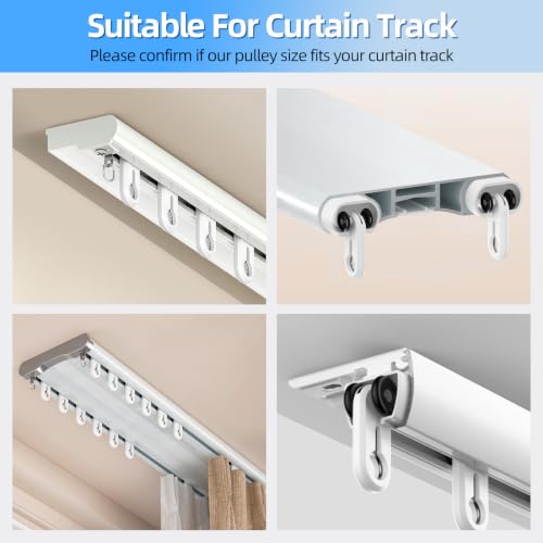 30 Pack Silent Nano Curtain Track Rollers for Window & Shower Curtains - White