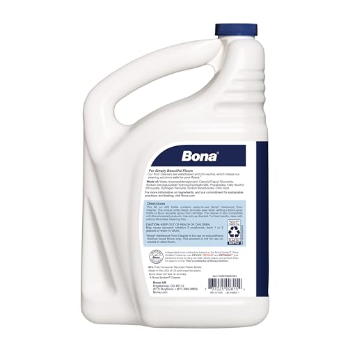 Bona Hardwood Floor Cleaner Refill - 96 fl oz - Unscented - Refill Spray Mops and Spray Bottles - Residue-Free Floor Cleaning Solution for Wood Floors