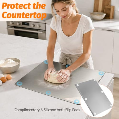 15.7 x 11.9 Inch Stainless Steel Cutting Board with Lip - Kitchen Chopping Surface
