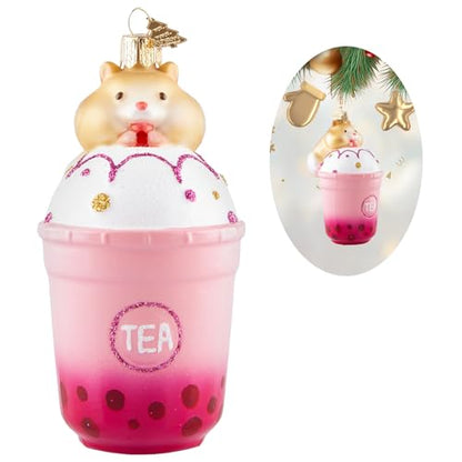 Glass Hamster Christmas Ornament - Hand-Painted Holiday Tree Decor