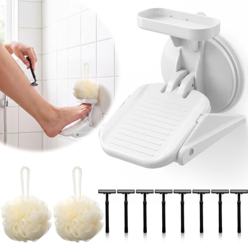 Shower Foot Rest with Suction Cup for Shaving Legs - No Drill, Non Slip Bathroom Step Stool