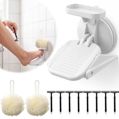Shower Foot Rest with Suction Cup for Shaving Legs - No Drill, Non Slip Bathroom Step Stool