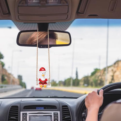 Christmas Swinging Santa Goose Car Hanging Ornament - Rearview Mirror Decor