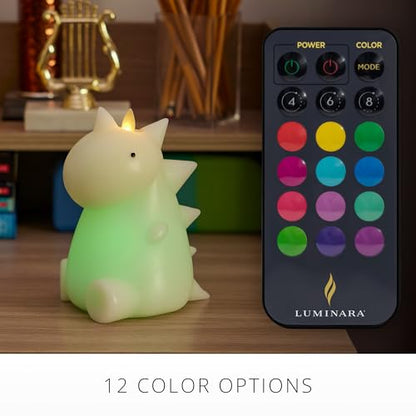Dinosaur Flameless LED Candle - Color Changing Real Wax Night Light with Remote