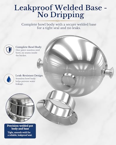 Large Stainless Steel Ice Bucket for Parties, Silver, 2 Pack