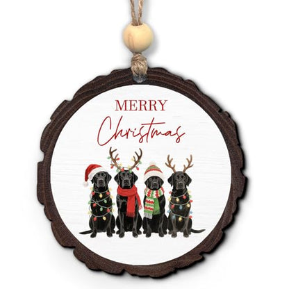 Black Lab Wooden Christmas Ornament - Dog Lover Holiday Decor - Black Lab Variation