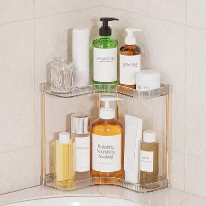 Bathroom Counter Organizer 2-Tier Corner Shelf - Clear / 2-Tier